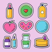 Set of Cute and Colorful Stickers with Various Icons and Symbol vector