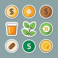 Assortment of Colorful Healthcare and Finance Icons on a Gray Background vector