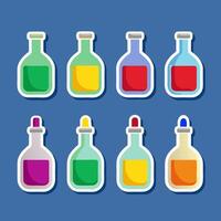 Colorful Cartoon Bottles with Various Liquids for Science and Education vector
