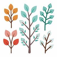 Stylized Tree Branches with Retro Colors and Geometric Design vector