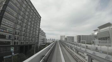 A timelapse of the point of view on the railway at Yurikamome line in Tokyo video