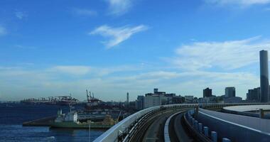 A front point of view on the railway at Yurikamome line in Tokyo video