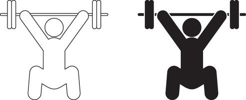 front view Weightlifting snatch icon set vector