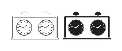 analog chess clock icon set isolated on white background vector
