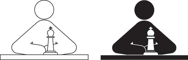 front view chess player icon set vector
