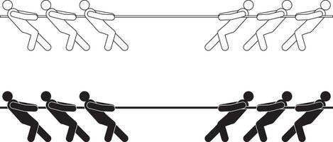Tug of war also known as tug o war, tug war, rope war, rope pulling, or tugging war icon vector