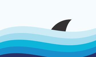Illustration background ocean surface with fin shark unique design vector