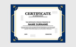 certificate template design with blue and white color for awards and appreciation. vector