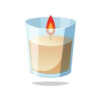 Burning candle in a glass isolated on white background. vector
