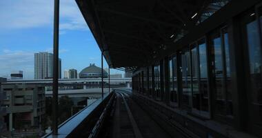 A front point of view on the railway at Yurikamome line in Tokyo video