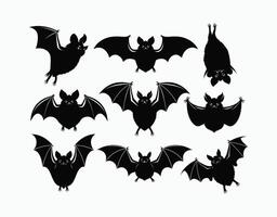 Mysterious Bat Silhouette Halloween Collection Isolated Template vector