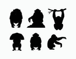 Simple Chimpanzee Silhouette Template vector
