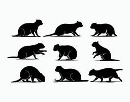 Simple Prairie Dog Silhouette Set EPS File vector