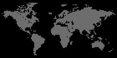 A digital world map dotted in an hexagon abstract minimalist style for modern global presentations vector