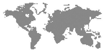 Dotted world map with geometric precision and a modern touch showcasing continents and countries vector