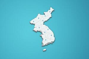 South Korea 3D map illustration with province map pin on isolated background vector