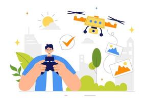 Remote-Controlled Drone Illustration for Aerial Photography and Videography in a Cartoon Style vector
