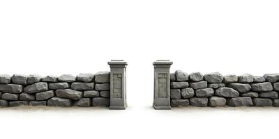 Stone Wall with Pillars Gate Entrance 3d Render photo