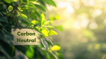 Tranquil greenery and sunlight with text space for nature design. Carbon Neutral. Net zero and carbon neutral concept photo