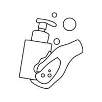 Soap with hand outline with white background vector