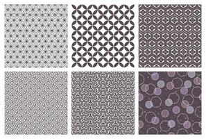 Set Of Seamless Japanese Vintage Patterns Illustration. Horizontally And Vertically Repeatable. vector