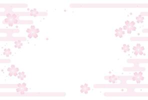 Seamless Clouds And Cherry Blossoms Background Illustration In Japanese Vintage Style With Text Space. Horizontally Repeatable. vector