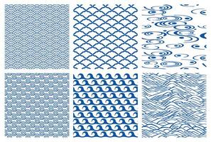 Set Of Seamless Japanese Vintage Patterns. Horizontally And Vertically Repeatable. vector