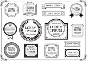 Set Of Monochrome Labels With Text Space Isolated On A White Background. vector