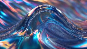 Abstract holographic iridescent fluid background. video