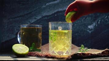 Small Hand Adding Lemon to a Cup of Tea video