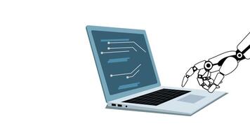 robô mão usando computador portátil seguro criptografia tecnologia. segurança Internet Acesso criptografia do do utilizador privado dados o negócio confidencialidade. ícone lasca tecnologia futurista artificial inteligência video