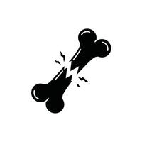 A black and white illustration of a bone with a lightning bolt vector