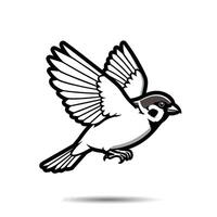 3D Sparrow in Mid-Flight With Proper Outline vector