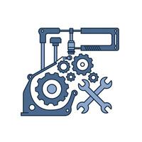 Transmission Repair With Gears and Tools on a White Background vector