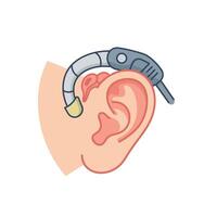 An ear with a microphone attached to it vector