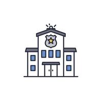 A Line Drawing of a Police Building With a Star on the Top vector
