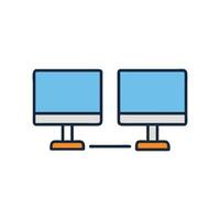 Stylish Dual Monitor Setup Design vector