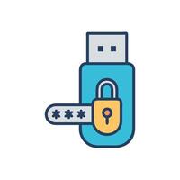 USB with Password Protection Icon vector