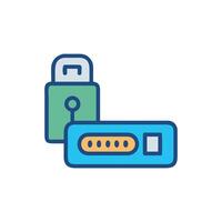 Secure USB with Password Protection Icon vector