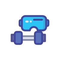 a virtual reality headset and a dumbbell vector
