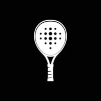 vertical padel racket with unique padel holes in white on black background vector