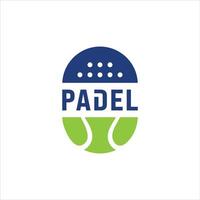 Illustration of a padel ball with a padel racket surface with the name padel in the middle vector