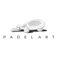LINE PADEL ART PADEL RACKET WITH THREE PADEL BALLS LINE ART vector