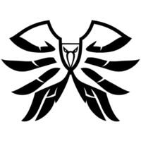 Stylized Black and White Eagle Crest with Angular Wing , Evoking Power and Freedom in Geometric Form. vector