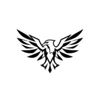 Bold Black and White Eagle , Wings Spread in Flight, Isolated on White Background. vector