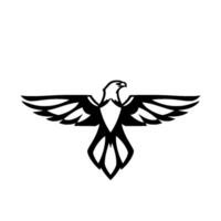 Minimalist Black and White Eagle Emblem with Outstretched Wings, a Symbol of Strength and Freedom, Isolated on White Background. vector