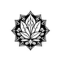 Intricate Black and White Mandala Featuring a Floral Arrangement, Symbolizing Harmony and Balance, Isolated on a Clean White Background. vector