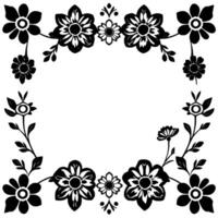 Intricate Black and White Floral Frame with Square Center, Ornamental , Botanical Elements vector