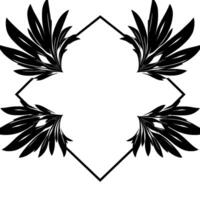 Symmetrical Black Feathered Wings Arranged in a Diamond Frame, Contrasting Bold Elements on a White Background. vector