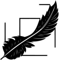 Elegant Black Feather Within a Modern Geometric Frame, Depicting Writing, Inspiration, and Creativity, a Contrast of Light and Shadow vector
